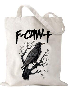 〽️Women's Beige Crow Grocery Travel Gym Weekender Vacation Work Tote Gift Bags